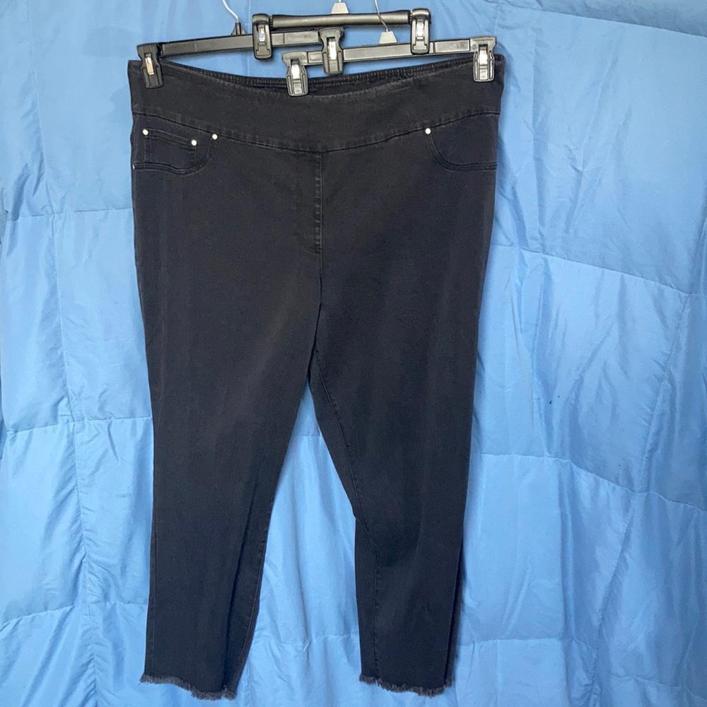 Ruby Rd pull on ankle pant raw hem w tencel & slimming contour waistband 2X